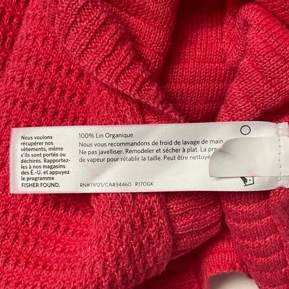 Eileen Fisher Knitted Organic Linen Open Back Sweater in Pink Size Extra Large - Picture 4 of 4